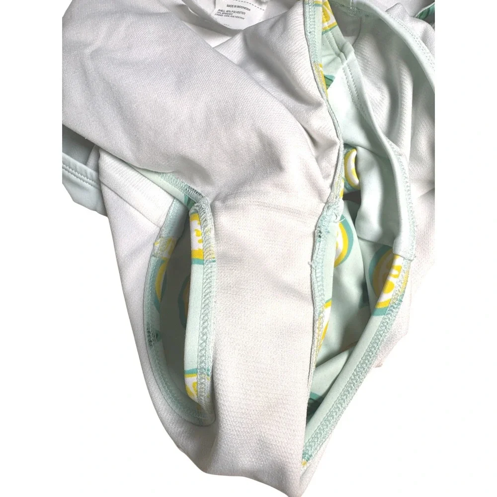 DSG Girls Lemon Print Swimsuit Set Tie‎ Strap Top High Waisted Bottoms L 2 Piece